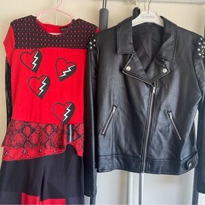 Disney Red Descendants Costume and Black Faux Leather Jacket